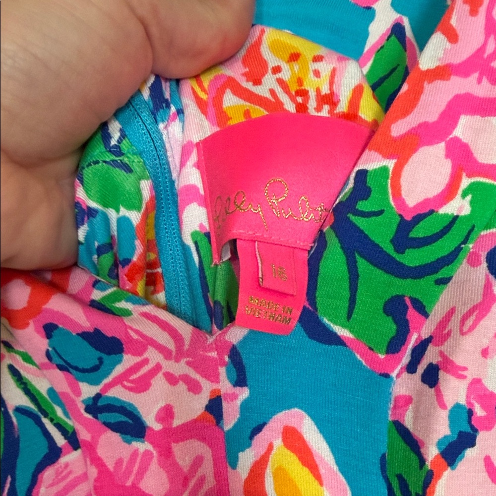 Lilly Pulitzer Floral V-Neck Ruffle Sleeve Maxi Dress in Teal, Pink & Yellow - Picture 8 of 10